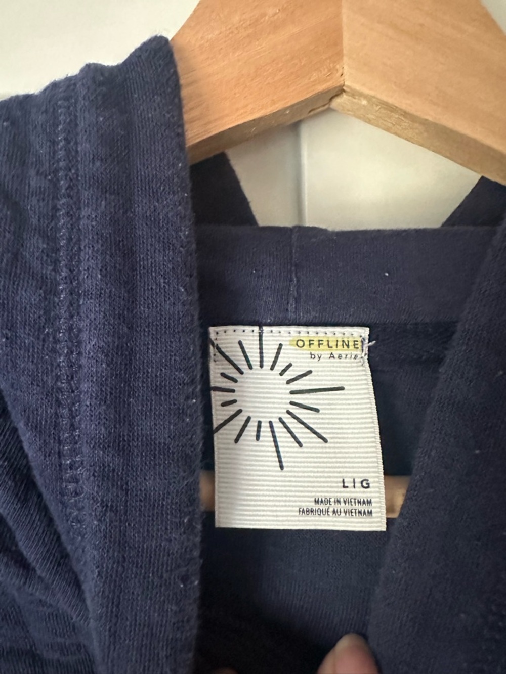 aerie Coffee Run Royal Navy Cropped Hoodie and Matching Wide Leg Lounge Pants - Picture 7 of 7